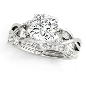 Twisted Cushion Diamonds Bridal Sets 18k White Gold 1.23ct - All