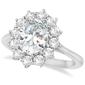 Oval Moissanite and Diamond Ring 14k White Gold 3.60ctw - All