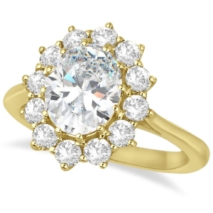 Oval Moissanite and Diamond Ring 14k Yellow Gold 3.60ctw - All