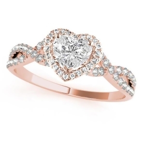 Twisted Heart Diamond Engagement Ring 18k Rose Gold 1.00ct - All