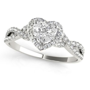 Twisted Heart Diamond Engagement Ring 18k White Gold 1.00ct - All