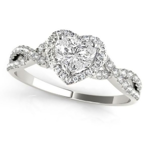Twisted Heart Diamond Engagement Ring 14k White Gold 1.00ct - All