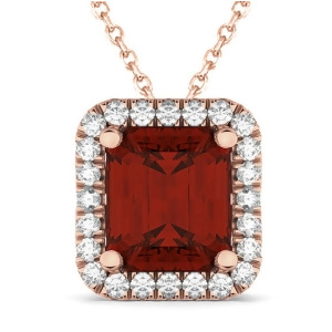 Emerald-cut Garnet and Diamond Pendant 14k Rose Gold 3.11ct - All