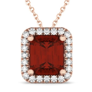 Emerald-cut Garnet and Diamond Pendant 18k Rose Gold 3.11ct - All