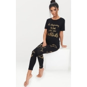 Black Christmas Cocktails Long PJ Set, Black Black Christmas Cocktails Long PJ Set, Black