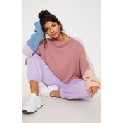 Pink Oversized Colour Block Jumper, Pink Pink Oversized Colour Block Jumper, Pink