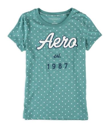 AEROPOSTALE Womens Polka Dot Crest Embellished T-Shirt