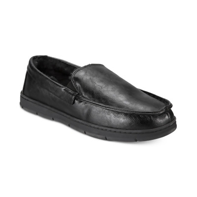 mens black leather moccasin slippers