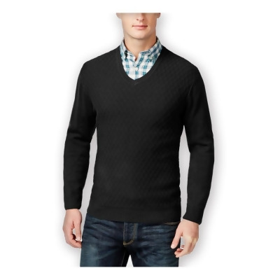 Club Room Mens Diamond-Knit V Neck Pullover Sweater, Style # 20312BK445 