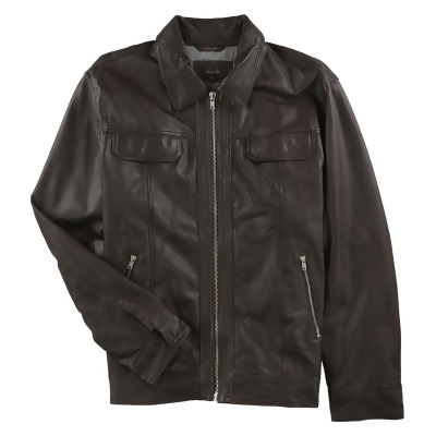 Tasso Elba Mens Leather Motorcycle Jacket, Style # 71402RYANL 