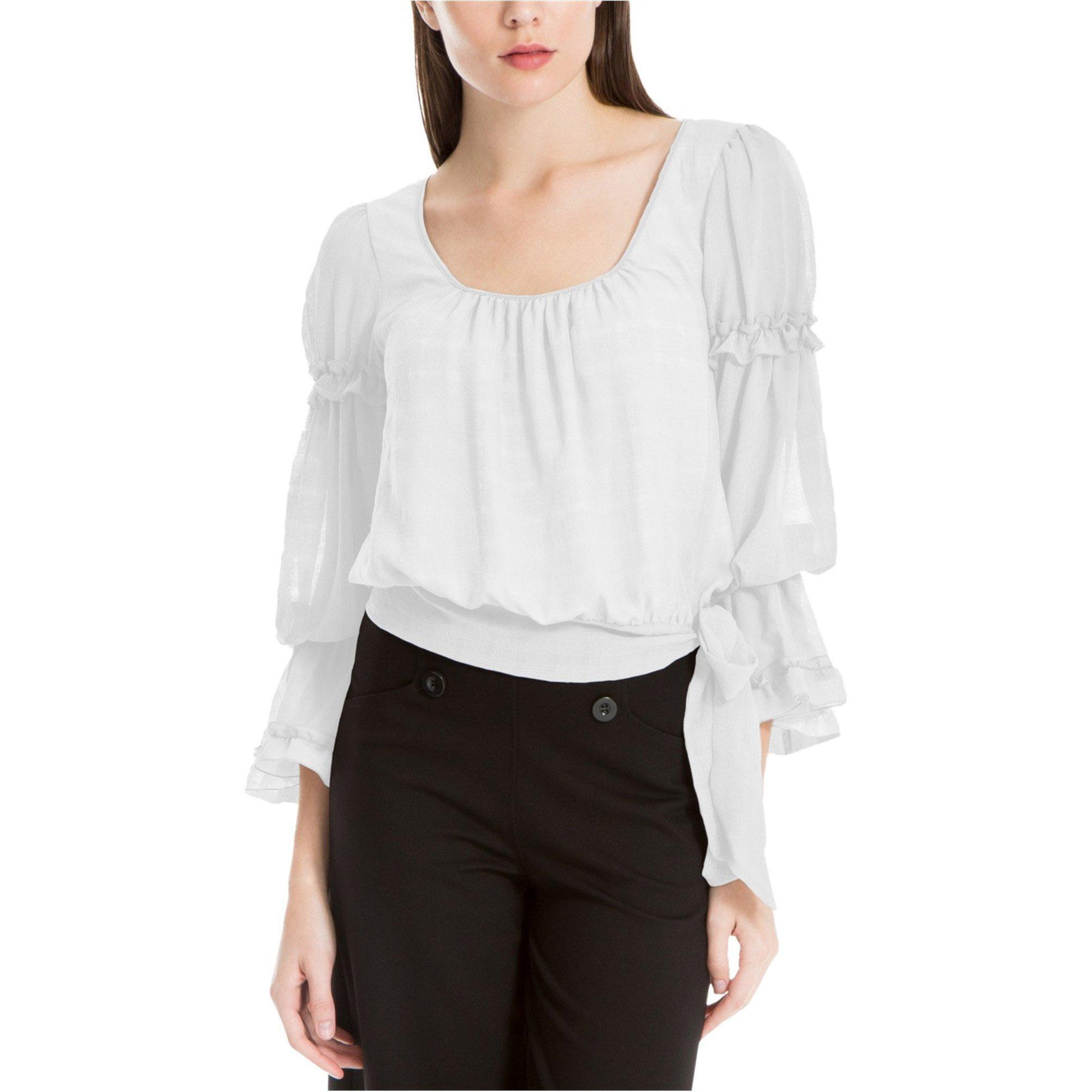 Max Studio London Womens Ruffled Tie-Waist Knit Blouse, Style 7M11J34