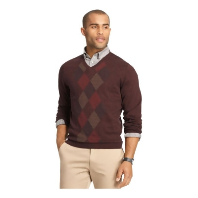 Van Heusen Mens Feeder-Stripe Diamond V Neck Pullover Sweater, Style # 50W6466641 