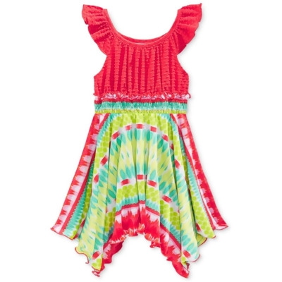 Sweet Heart Rose Girls Flutter-Sleeve Tie Dye Tank Dress, Style # 2162171S 