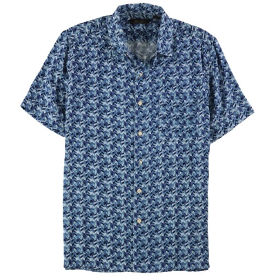 Tasso Elba Mens Silk Linen SS Button Up Shirt, Style # 61D19BLUCB 