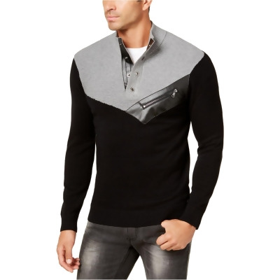 I-N-C Mens Four-Snap Faux-Leather Trim Pullover Sweater, Style # 7N416540 