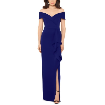 XSCAPE Womens Ruffle Gown Off-Shoulder Dress, Style # 3156XP 