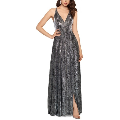 Betsy & Adam Womens Snake Print Gown Dress, Style # A23021 