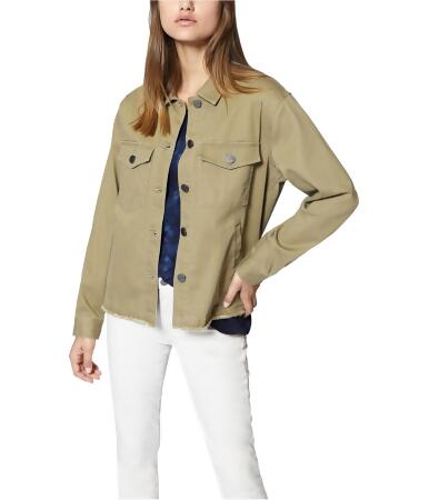 Plus Size Khaki Green Distressed Western Denim Jacket | Yours Clothing