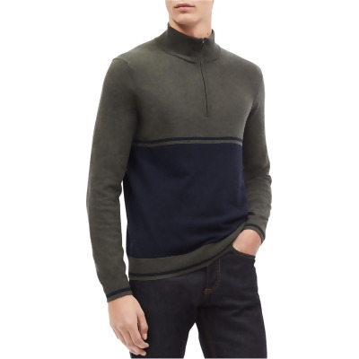 Calvin Klein Mens Colorblocked Quarter Zip Pullover Sweater, Style # 40J4692 