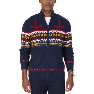 Nautica Mens Anchor Fair Isle Cardigan Sweater, Style # S73324 