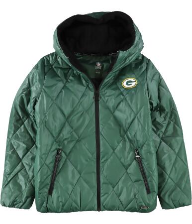 G-III Sports Womens Green Bay Packers Puffer Jacket, Green, Small