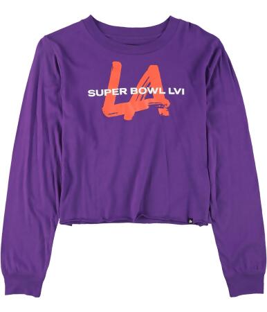 G-III Sports Womens Super Bowl LVI Crop Graphic T-Shirt, Purple