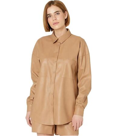 n:philanthropy Womens Vegan Leather Button Up Shirt, Style # 31384PEP00