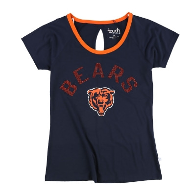 Touch Womens Chicago Bears Rhinestone Logo Embellished T-Shirt, Style # 6T10Z366 