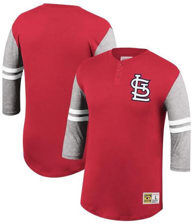 St. Louis Cardinals Mitchell & Ness MLB Henley Shirt L Large