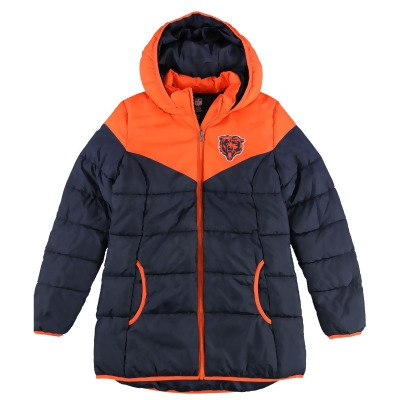 G-III Sports Womens Orange and Blue Split Chicago Bears Parka Coat, Style # NM00Z537 