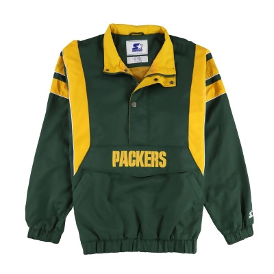 STARTER Mens Green Bay Packers Snap/Zipper Closure Pullover Raincoat, Style # LS00Z733 