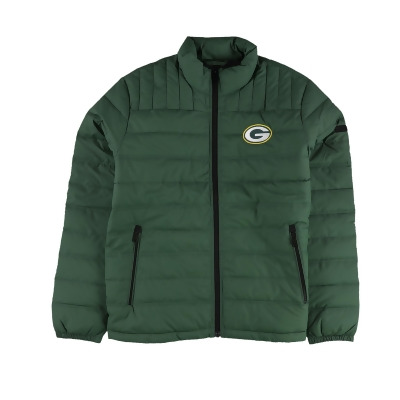DKNY Mens Green Bay Packers Zippered Puffer Jacket, Style # DM20Z358 