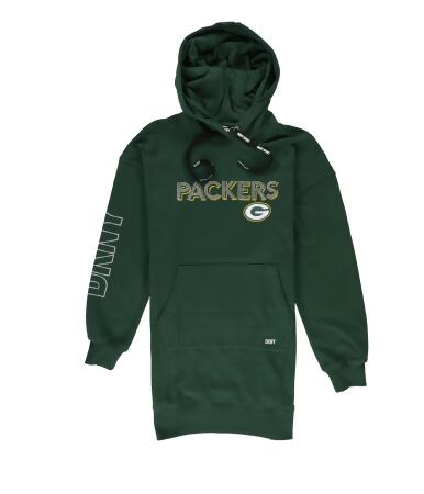 Dkny Womens Green Bay Packers Hoodie Dress, Green, Small