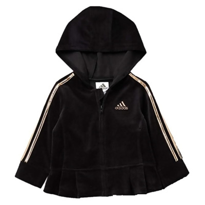 Adidas Girls Velour Pleated Hoodie Track Jacket Sweatshirt, Style # AG4418-A 