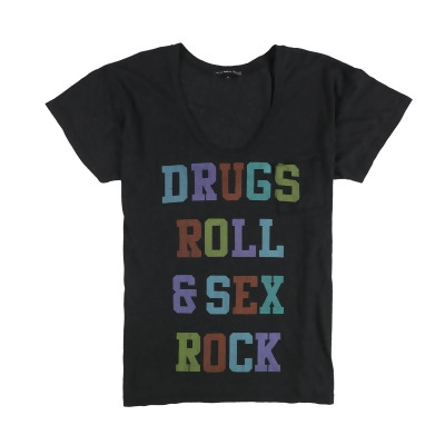 TRULY MADLY DEEPLY Womens Drugs Roll & Sex Rock Graphic T-Shirt, Style # 005505 