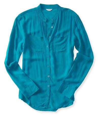 Aeropostale Womens Semi-Sheer Button Up Shirt - L