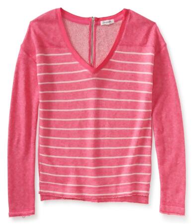 Aeropostale Womens Striped Zip Back Knit Sweater - L