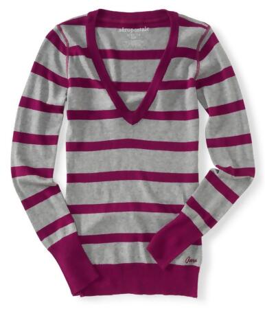 Aeropostale Womens Stripe V-Neck Knit Sweater - XS