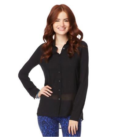 Aeropostale Womens Signature Shimmer Button Up Shirt - M