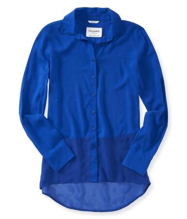 Aeropostale Womens Signature Shimmer Button Up Shirt - L