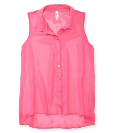 Aeropostale Womens Sheer Solid Color Chiffon Woven Button Up Shirt - S