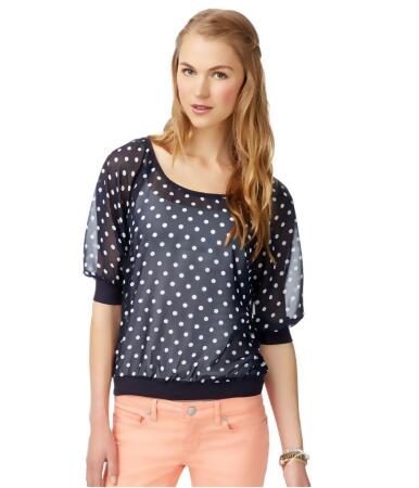 Aeropostale Womens Chiffon Polka Sheer Peasant Blouse - XS