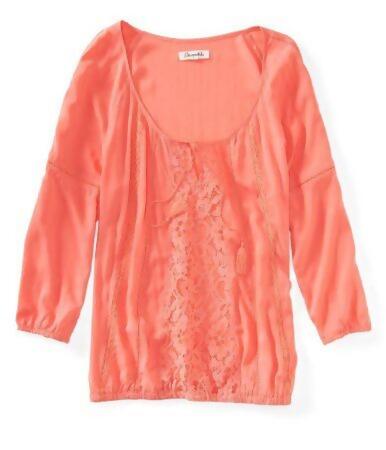 Aeropostale Womens Lace Peasant Blouse - XS