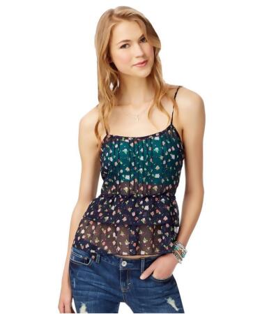 Aeropostale Womens Sheer Floral Halter Cami - M