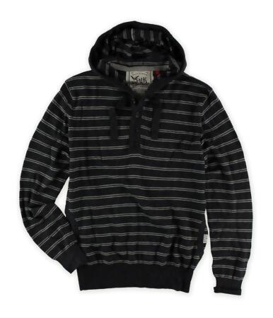 French Connection Mens Striped Knit Hooded Henley Shirt - XL