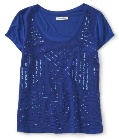 Aeropostale Womens Sequined Chiffon Embellished T-Shirt - S