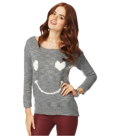 Aeropostale Womens Loose Heart Smile Knit Sweater - L