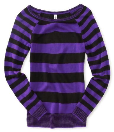 Aeropostale Womens Skinny Stripe Crew Knit Sweater - S