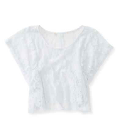 Aeropostale Womens Sheer Cropped Lace Basic T-Shirt - M