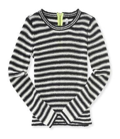 Aeropostale Womens Striped Zip Back Knit Sweater - L